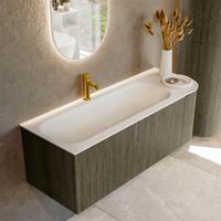 Badmeubel Mondiaz Kurve | 125 cm cm | Meubelkleur Shadow | Wastafelkleur Talc | Solid surface | Wasbak links zijde spoelbak | 1 kraangat