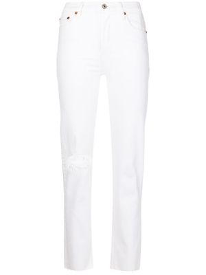 RE/DONE jean droit à effet usé - Blanc