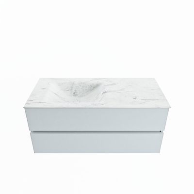 MONDIAZ VICA-DLUX 110cm badmeubel onderkast Clay 2 lades. Inbouw wastafel CLOUD links 1 kraangat, kleur Opalo.