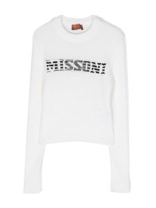 Missoni Kids pull en laine à logo brodé - Blanc