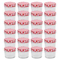 VidaXL Jampotten met wit met rode deksels 24 st 110 ml glas