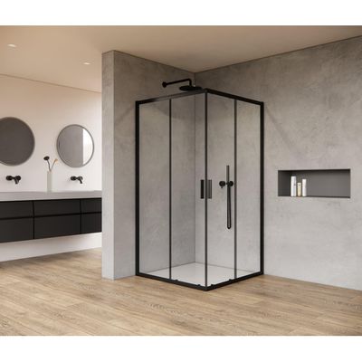 Saniclass Casus Douchecabine - 90x90x200cm - hoekinstap - helder glas - profiel - mat zwart SAO1142_90_MB