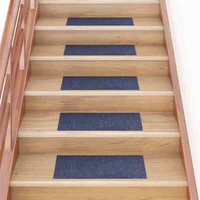 VidaXL 15 st trapmatten zelfklevend rechthoekig 60x25 cm grijsblauw