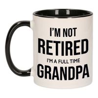 Im not retired im a full time grandpa / opa pensioen mok / beker wit met zwart afscheidscadeau 300 m - thumbnail