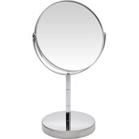 Zilveren make-up spiegel rond vergrotend 14 x 26 cm   - - thumbnail