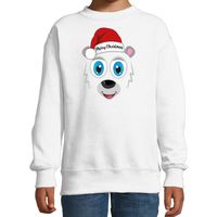 Kersttrui/sweater voor kinderen - IJsbeer gezicht - Merry Christmas - wit - thumbnail
