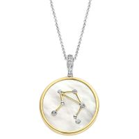 TI SENTO-Milano 6826LI Ketting Sterrenbeeld Weegschaal zilver-synth.kristal-parelmoer-zirconia goud-en zilverkleurig-wit 45 cm