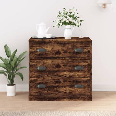 Dressoir 70x35,5x67,5 cm bewerkt hout gerookt eikenkleurig