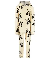 Charlie Choe fleece huispak meisjes - warme winter kinderpyjama - Panda - Off white