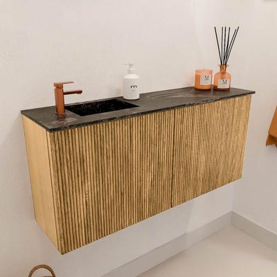 Toiletmeubel Mondiaz Joya Dlux | 90 cm | Meubelkleur Oak | Faye wastafel Lava Wasbak Links | 1 kraangat