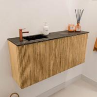 Toiletmeubel Mondiaz Joya Dlux | 90 cm | Meubelkleur Oak | Faye wastafel Lava Wasbak Links | 1 kraangat
