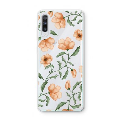 Peachy flowers: Samsung Galaxy A70 Transparant Hoesje