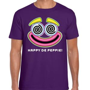 Foute Party T-shirt voor heren - happy de peppie - paars - carnaval/themafeest
