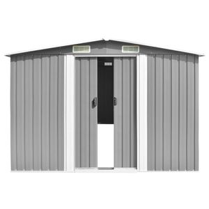 The Living Store Gegalvaniseerd Stalen Schuur - 257x779x181 cm - Met Ventilatie - Dubbele Schuifdeuren