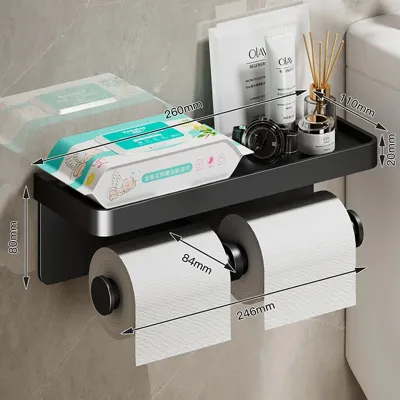 SmartHold Luxe - Aluminium Toiletrolhouder met Telefoonplankje