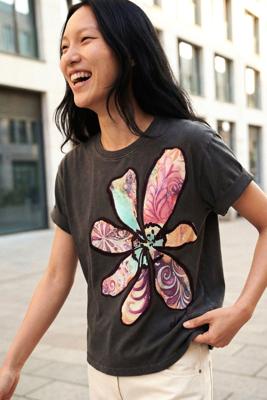 T-shirt met bloemenprint - BLACK - L