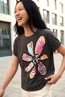 T-shirt met bloemenprint - BLACK - L