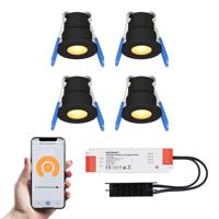 Set van 4 Milano Smart LED Mini Inbouwspots - Veranda spots - 12V 3W 200lm - Dimbaar - Wifi & Bluetooth - 2700K - IP65 waterdicht - Zwart