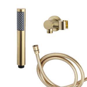 Wiesbaden Caral handdoucheset inbouw 1 stand staafhanddouche met wandarm en conische doucheslang geborsteld messing sw373300/sw373303/sw392825/