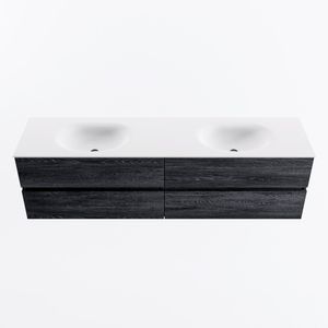 MONDIAZ VICA 180cm badmeubel onderkast Antracite 4 lades. Wastafel MOON dubbel 2 kraangaten, kleur Talc.