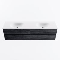 MONDIAZ VICA 180cm badmeubel onderkast Antracite 4 lades. Wastafel MOON dubbel 2 kraangaten, kleur Talc.