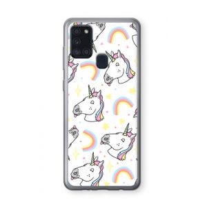 Rainbow Unicorn: Samsung Galaxy A21s Transparant Hoesje