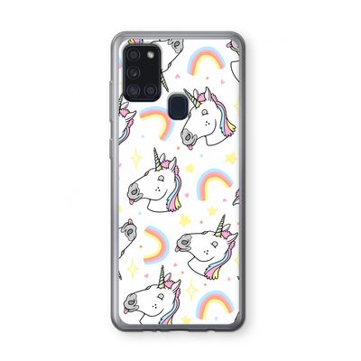 Rainbow Unicorn: Samsung Galaxy A21s Transparant Hoesje