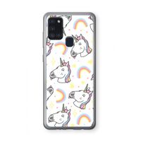 Rainbow Unicorn: Samsung Galaxy A21s Transparant Hoesje
