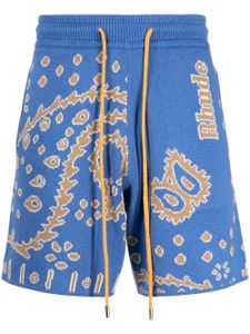 RHUDE short de sport à logo intarsia - Bleu