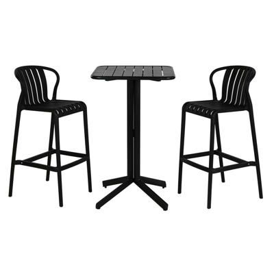 Tafel met twee stoelen Home ESPRIT Zwart Metaal Polypropyleen 60 x 60 x 102 cm