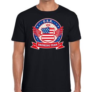 Zwart USA drinking team t-shirt heren