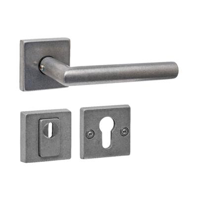 Intersteel Achterdeurbeslag SKG3 deurkruk Jura met Vierkant Veiligheidsrozet RVS getrommeld