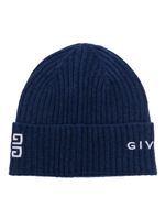 Givenchy bonnet nervuré à logo 4G brodé - Bleu - thumbnail