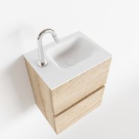 Toiletmeubel Mondiaz Ada | 40 cm | Meubelkleur Washed oak | Lex wastafel Talc Links | 1 kraangat