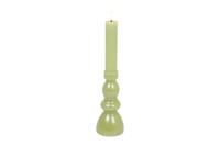 Countryfield kandelaar en ledkaars D 7,5 x H 28 cm groen