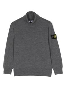 Stone Island Junior pull en laine vierge à patch logo - Gris