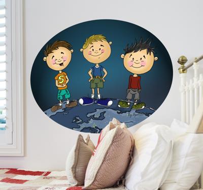 Drie jongens op de wereld sticker