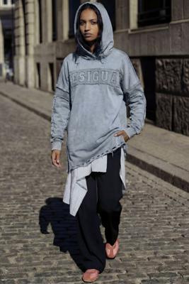 Kort sweatshirtjurk - BLUE - L