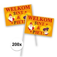 200x Welkom Sint en Piet zwaaivlaggetje - thumbnail