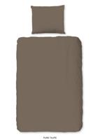 Pure Dekbedovertrek "uni dessin" - Taupe - (140x200/220 cm) - Microfiber