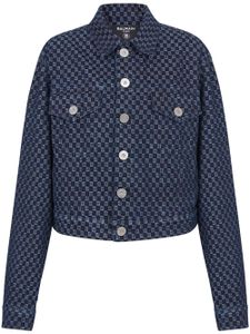 Balmain veste en jean à motif monogrammé - Bleu