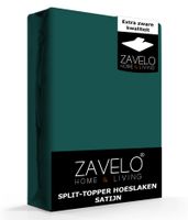 Zavelo Splittopper Hoeslaken Satijn Donker Groen-Lits-jumeaux (180x200 cm) - thumbnail