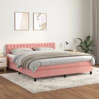Boxspring met matras fluweel roze 180x200 cm