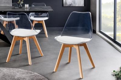 Design Stoel SCANDINAVIA MEISTERSTÜCK transparant wit kunststof beukenhout naturel - 44164