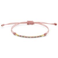 Armband geelgoud-satijn-kleurstenen goudkleurig-roze-meerkleurig 16-18 cm - thumbnail