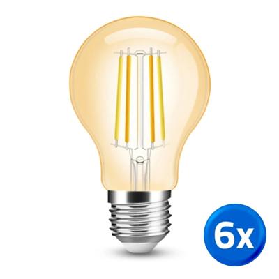 Slimme filament lamp - dual white 7w e27 fitting - a60 model colored - voordeelset van 6