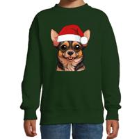 Kersttrui / sweater honden - kinderen - Chihuahua - groen - kerstmuts - Kerstmis