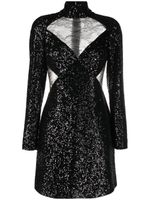 Elie Saab robe ornée de sequins à empiècements en dentelle - Noir - thumbnail