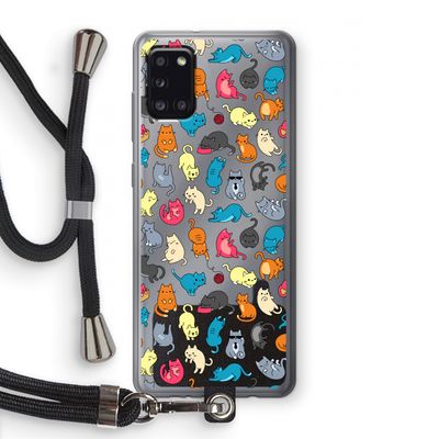 Kleurrijke katten: Samsung Galaxy A31 Transparant Hoesje met koord