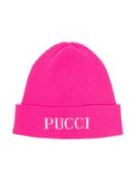 PUCCI Junior bonnet en maille à logo intarsia - Rose - thumbnail